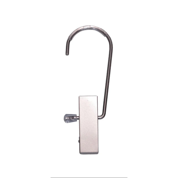 Pince métal avec crochet cintre 44 mm pour portant professionnel, protection plastique, argent métallisé