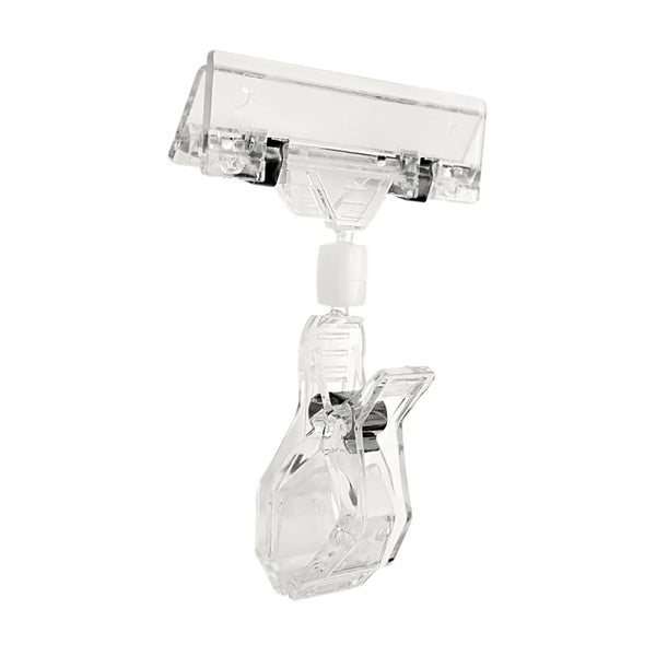 Lot de 10 pinces porte-prix articulées transparentes pour affichage prix en commerce