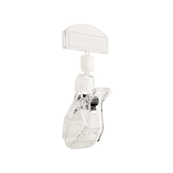 Pince porte-prix articulée format simple transparente pour étagère de magasin
