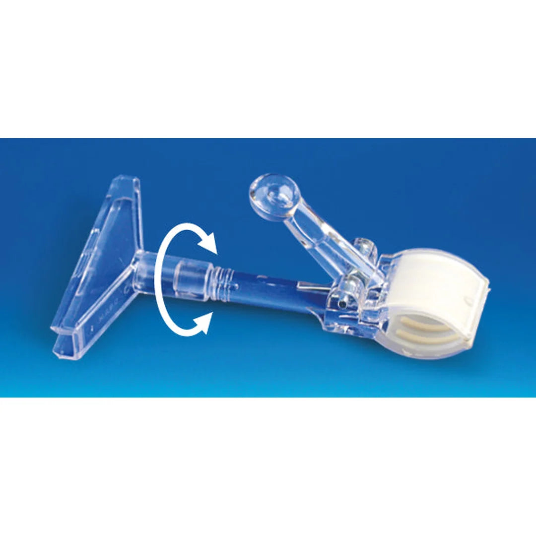 Pince transparente orientable 360° pour cadre porte-affiche A6 à A4, compatible tube Ø 30 mm