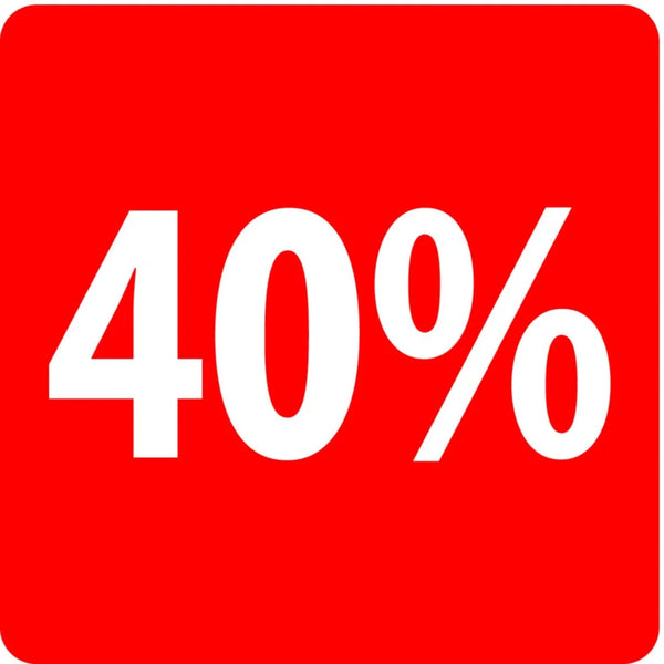 Plaque promotion PVC 30% et 40% suspendue en magasin