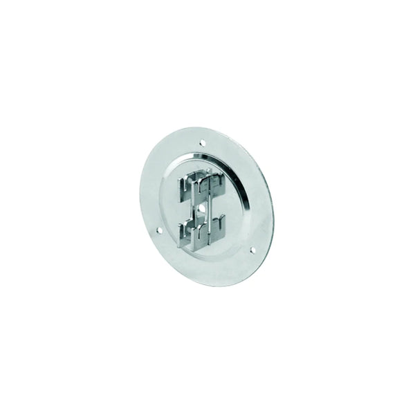 Platine de fixation pour crémaillère murale en métal chromé, diamètre 12 cm, pour agencement de magasin