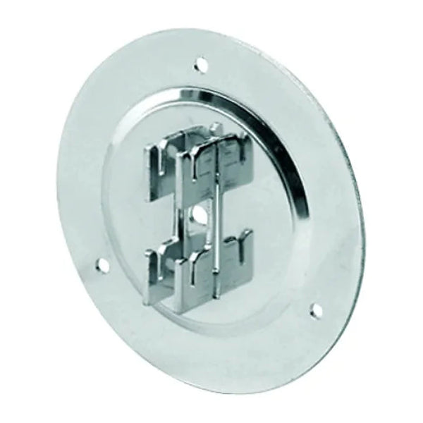 Platine de fixation pour crémaillère murale en métal chromé, diamètre 12 cm, pour agencement de magasin