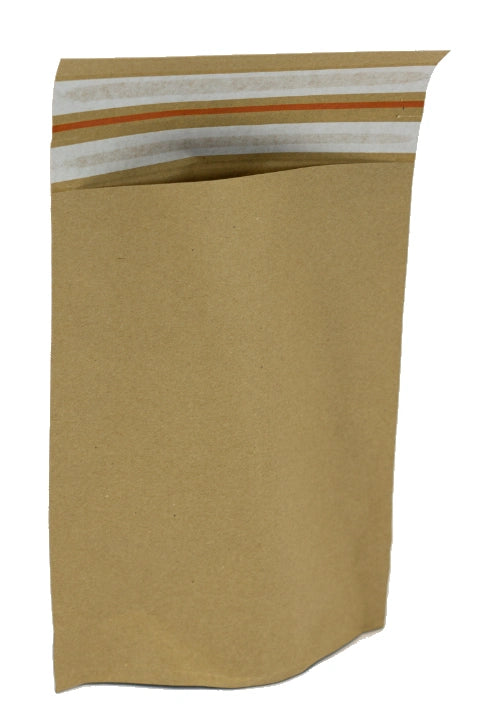 Pochettes kraft à double bande adhésive pour envois et retours. Ouverture facile prédécoupée. Disponibles en 4 formats pour e-commerce et logistique.