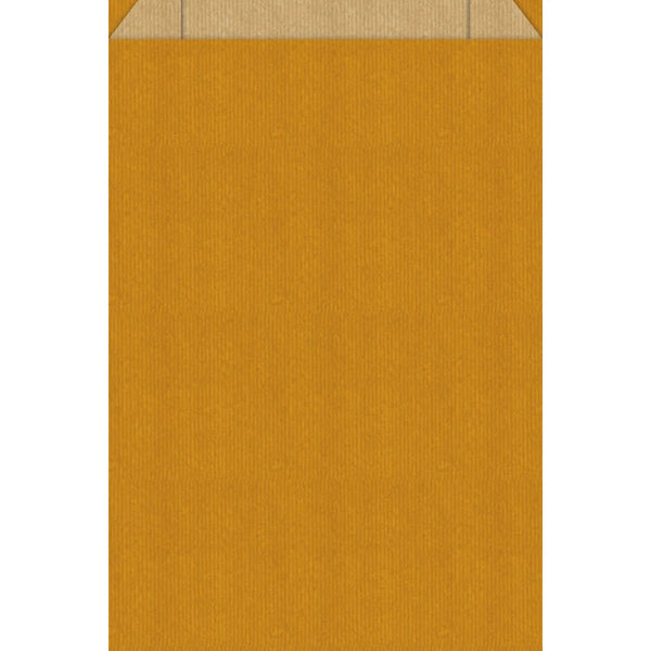 Pochette cadeau kraft brun colorée jaune moutarde — emballage pour confiserie, épicerie fine et boutique cadeaux