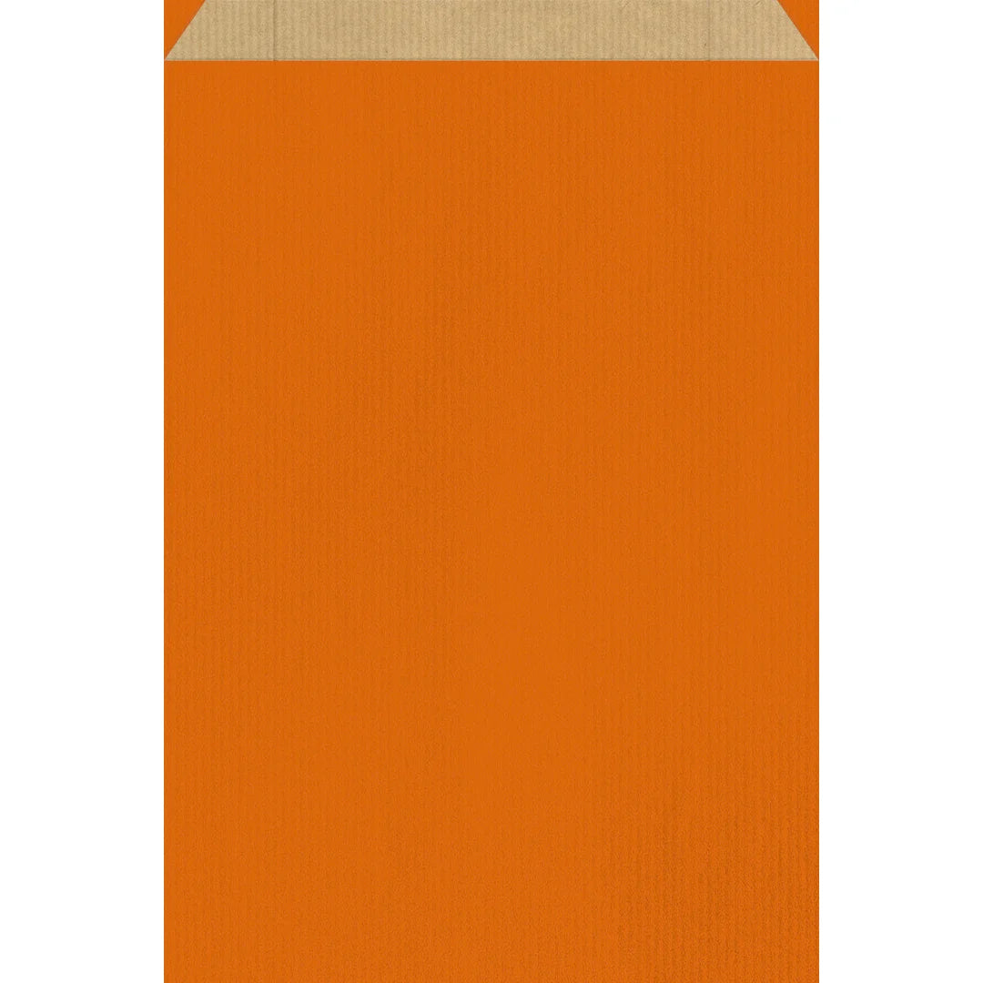 Pochette cadeau kraft brun colorée orange — emballage professionnel recyclable pour commerce de détail