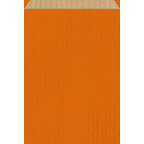 Pochette cadeau kraft brun colorée orange — emballage professionnel recyclable pour commerce de détail