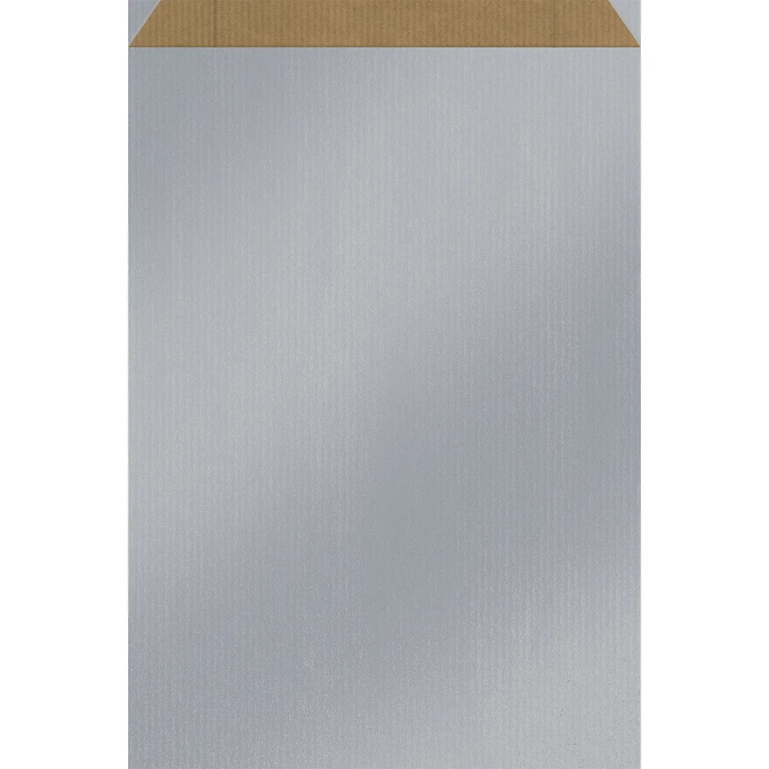 Pochette cadeau papier kraft finition métallisée argent pour emballage professionnel en boutique