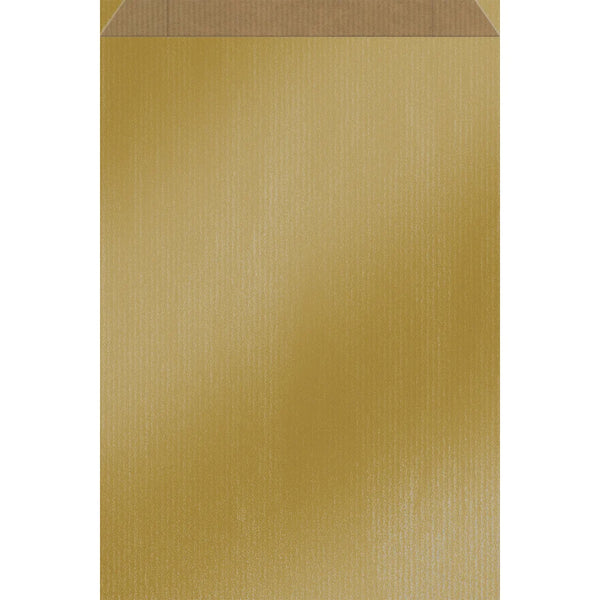 Pochette cadeau papier kraft finition métallisée or pour chocolaterie et épicerie fine