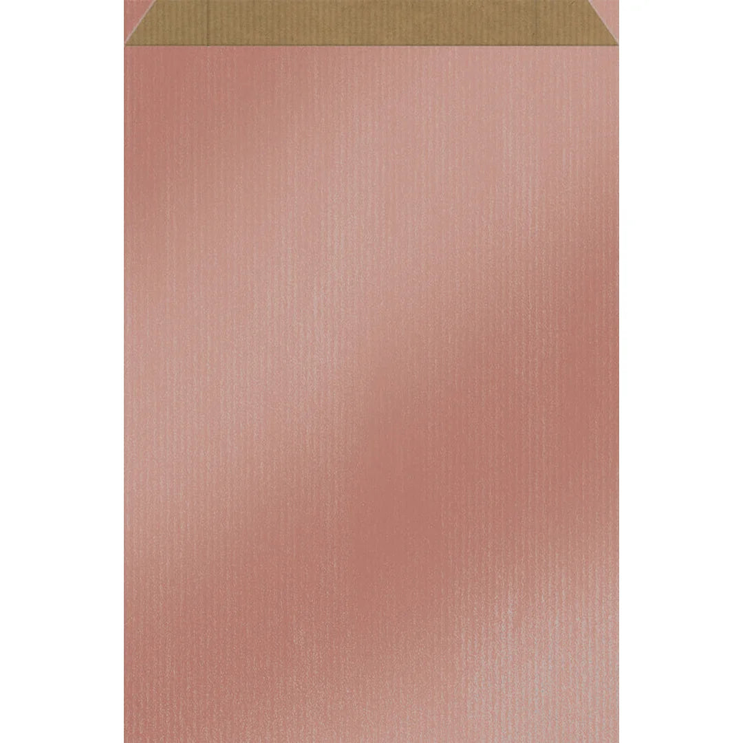 Pochette cadeau papier kraft finition métallisée rose pour bijouterie et boutique cadeaux