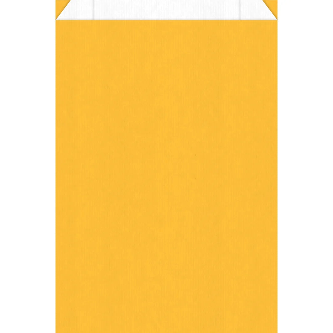 Assortiment de pochettes d'emballage kraft blanc en bleu, jaune et gris pour commerce de détail professionnel