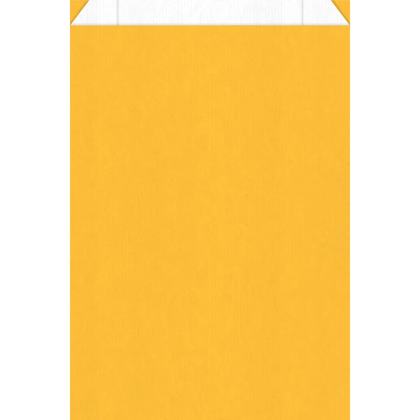 Assortiment de pochettes d'emballage kraft blanc en bleu, jaune et gris pour commerce de détail professionnel