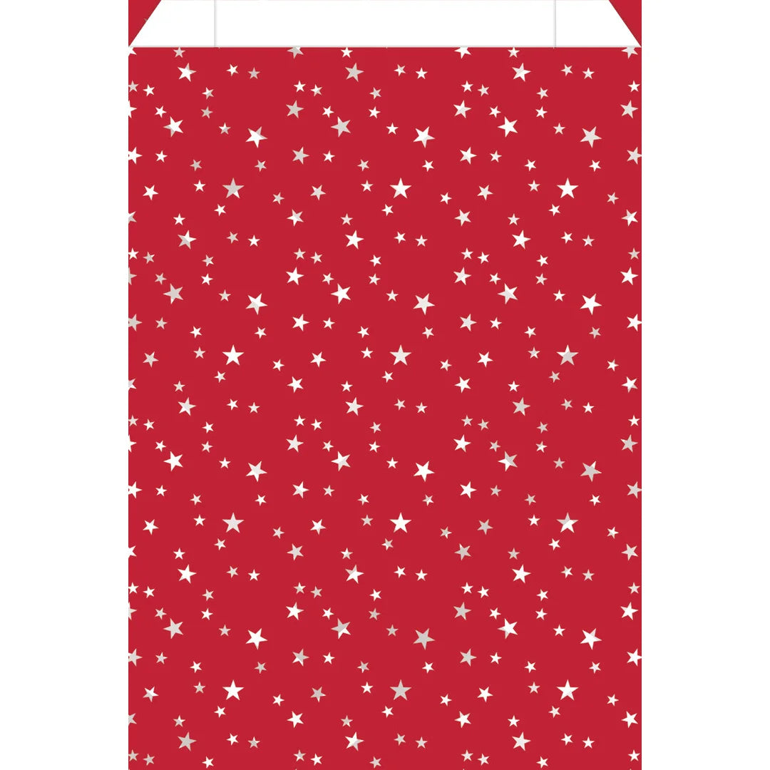Assortiment de pochettes cadeaux de Noël étoiles fond rouge et bleu foncé, 6 formats pour boutique