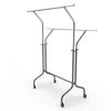 Portant professionnel double barre réglable séparément, tube acier Ø35 mm, finition chromée