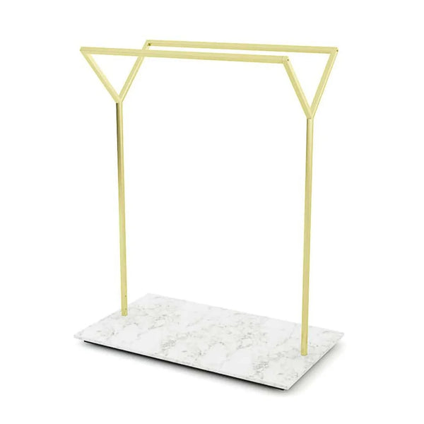 Détail de la structure métal du portant double en Y 160 cm avec finition personnalisable