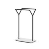 Portant double barre en Y 98 cm, structure métal et socle mélaminé personnalisable, boutique prêt-à-porter