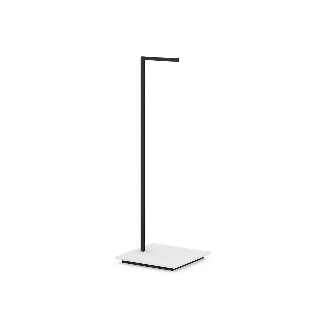 Portant fixe en L inversé hauteur 160 cm avec socle mélaminé, vue de profil
