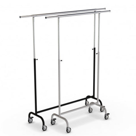 Portant laqué ou chromé réglable en hauteur – penderie charge lourde, idéale pour boutiques de mode et showrooms professionnels