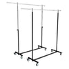 Portant pliable professionnel métal noir et chromé avec roues Ø 8 cm, usage magasin