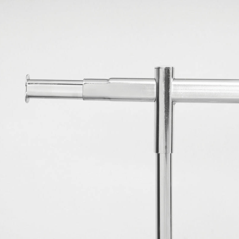 Portant à habits pliable renforcé en métal noir ou chromé, hauteur réglable avec roues de 8 cm – capacité 90 kg