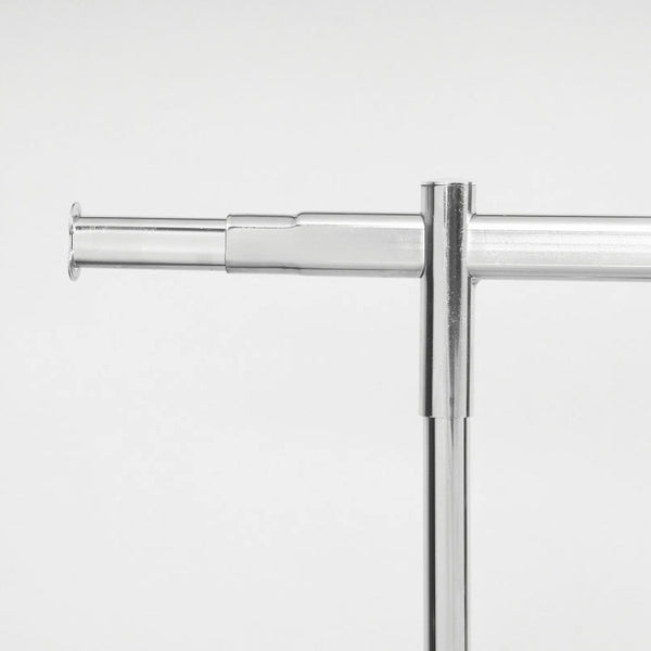 Portant à habits pliable renforcé en métal noir ou chromé, hauteur réglable avec roues de 8 cm – capacité 90 kg