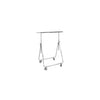 Portant pliable réglable en métal chromé, barre 85 cm, hauteur réglable, avec roulettes