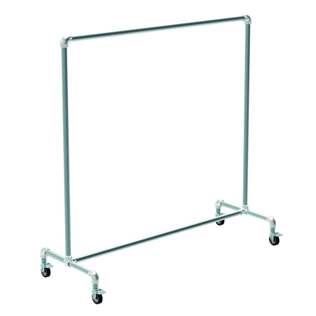 Portant professionnel métal galvanisé hauteur fixe 158 cm avec 4 roues Ø 8 cm à freins intégrés
