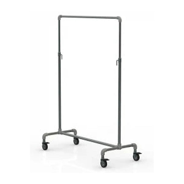 Portant vêtements réglable en tube galvanisé Ø28 mm avec 4 roues à freins pour magasin et entrepôt professionnel