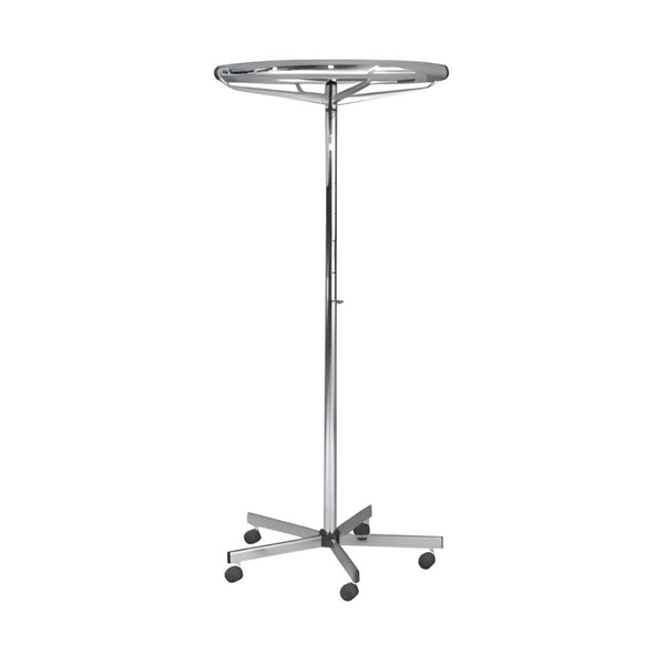 Portant circulaire Ø80cm en acier chromé – portant à vêtements rotatif et réglable en hauteur pour boutiques et showrooms