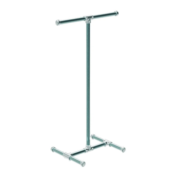 Portant en T métal galvanisé hauteur fixe 130 cm, tube Ø3,45 cm – usage professionnel boutique