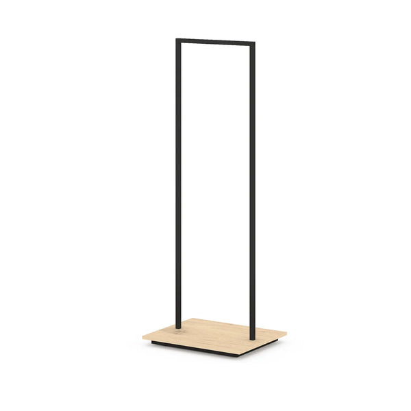 Portant vêtements métal largeur 68 cm avec socle mélaminé, idéal pour corner ou mise en scène ciblée