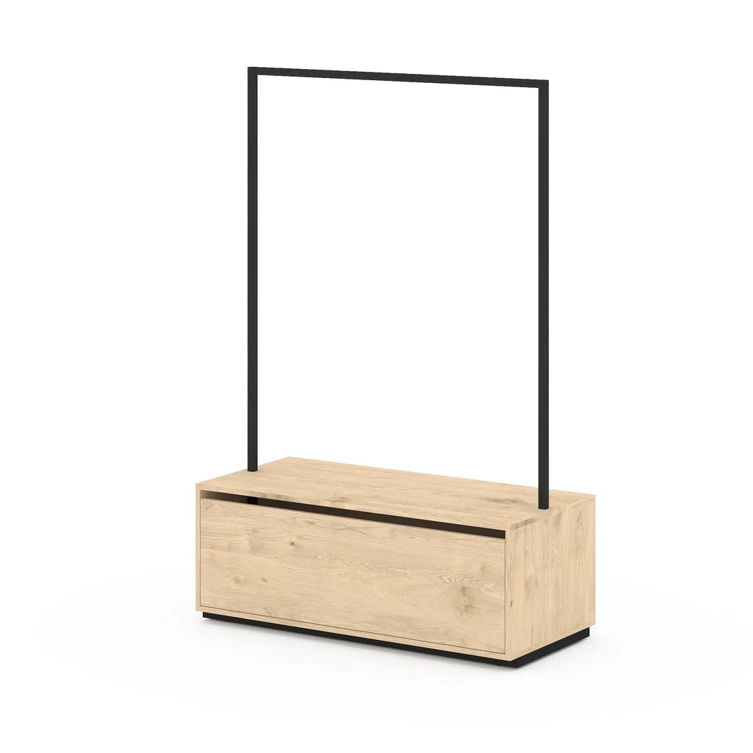 Portant vêtements professionnel métal H180 cm largeur 120 cm avec caisson mélaminé à tiroir