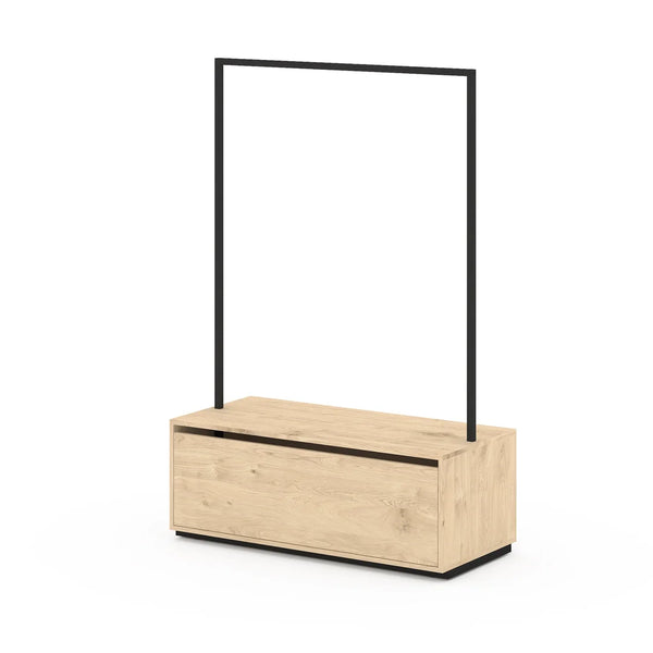 Portant vêtements professionnel métal H180 cm largeur 120 cm avec caisson mélaminé à tiroir
