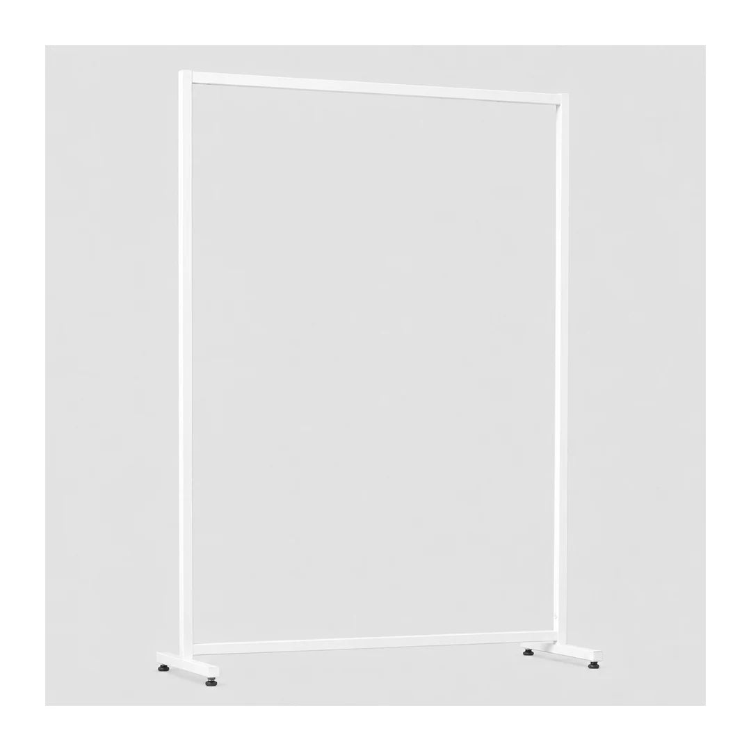 Portant vêtements en tube carré finition blanc mat pour boutique et showroom