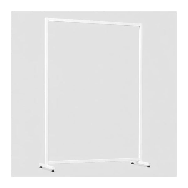 Portant vêtements en tube carré finition blanc mat pour boutique et showroom