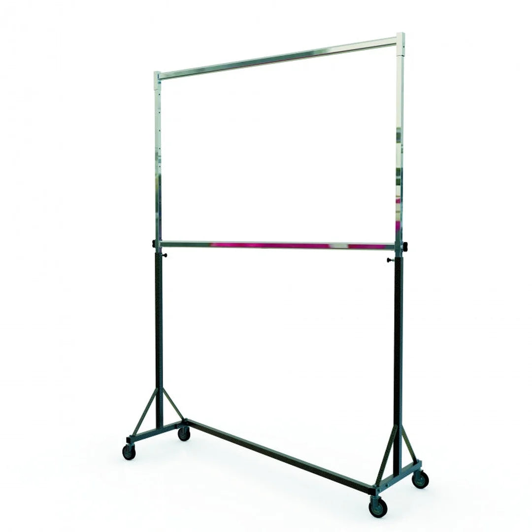 Portant Z réglable avec barre intermédiaire pour doubler la surface d'exposition en boutique