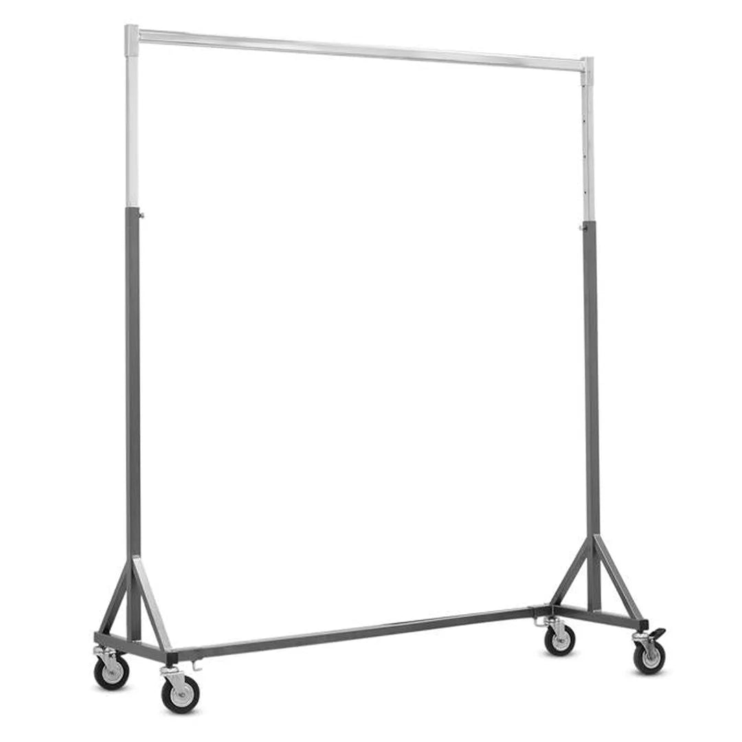 Portant professionnel base en Z réglable en hauteur sur roues pivotantes, acier gris anthracite, pour magasin et réserve