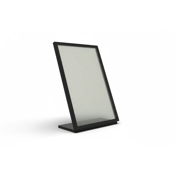 Porte-affiche de table A4 double pochette PVC transparent sur socle tôle d'acier, pour comptoir professionnel