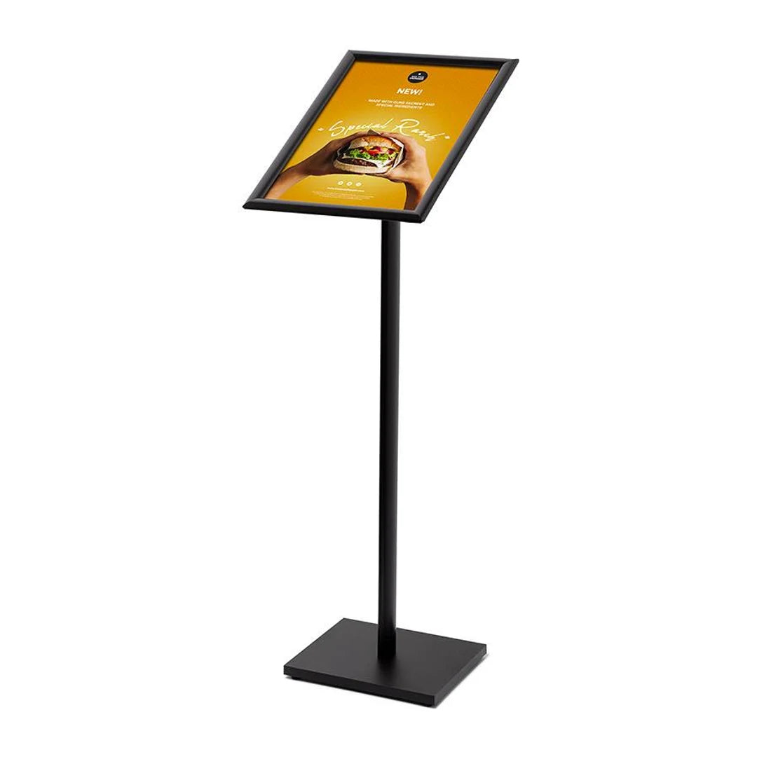 Porte-menu sur pied A3 cadre clic-clac noir pour restaurant gastronomique ou boutique