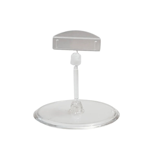 Porte-prix articulé acrylique transparent, base ronde Ø9 cm, H9 cm