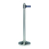 Poteau de guidage à corde rétractable grise 210 cm, fût acier inoxydable 100 cm avec socle