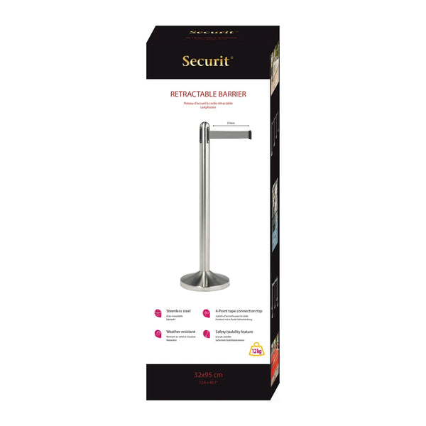 Emballage du poteau de guidage à corde rétractable grise RS-RT-RVS-GY-SET livré avec socle