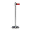 Profi-Absperrpfosten mit rotem Gurtband 210 cm, Edelstahl, Höhe 100 cm