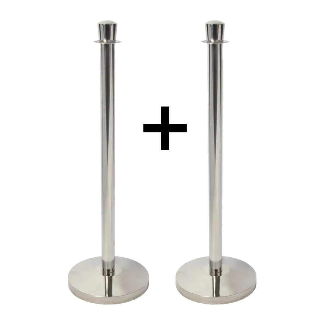 Poteaux d'accueil classiques en acier chromé, lot de 2, hauteur 1 m, pour guidage professionnel en magasin
