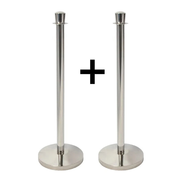Poteaux d'accueil classiques en acier chromé, lot de 2, hauteur 1 m, pour guidage professionnel en magasin