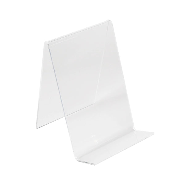 Présentoir en acrylique transparent pour livres, sobre et stable, parfait pour vitrines, comptoirs et espaces d’exposition