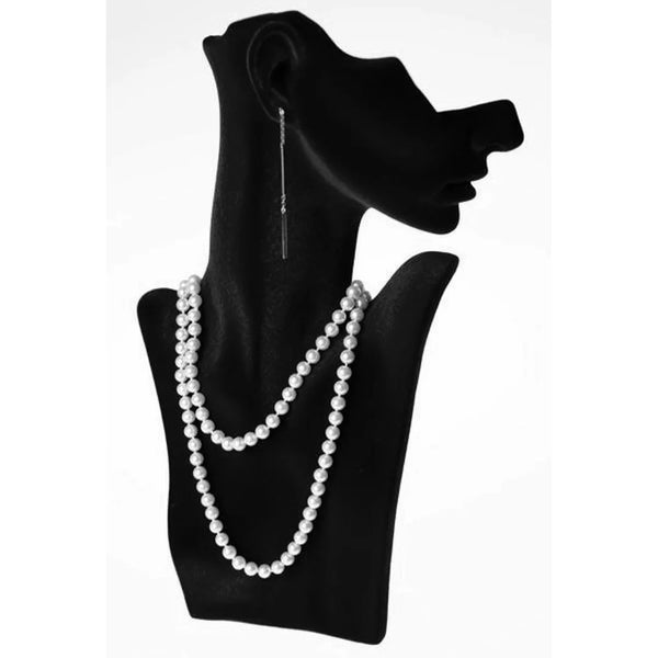 Présentoir à bijoux auto-portant floqué velours noir, 20 x 37 cm, pour vitrine ou comptoir de bijouterie