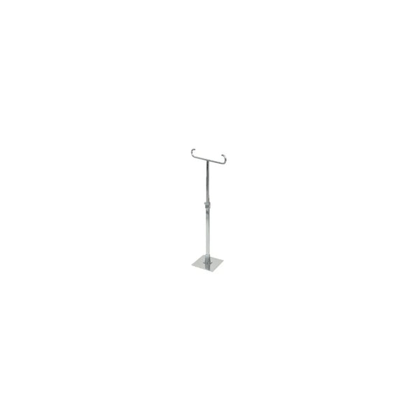 Présentoir à bijoux de table en métal chromé avec barre de 30 cm et hauteur réglable 37-68 cm