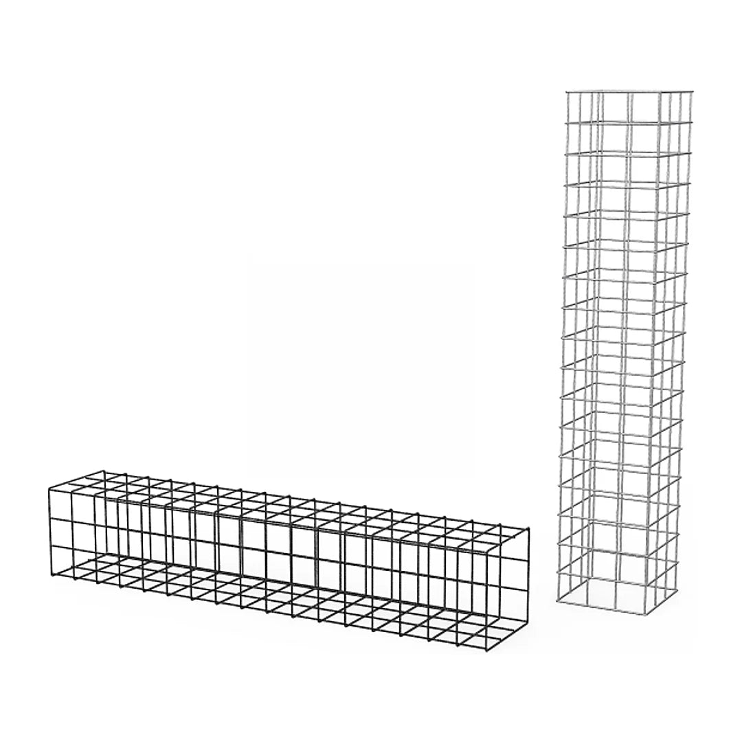 Présentoir grille autoportant en métal, configuration totem 4 faces, 41x41x170 cm