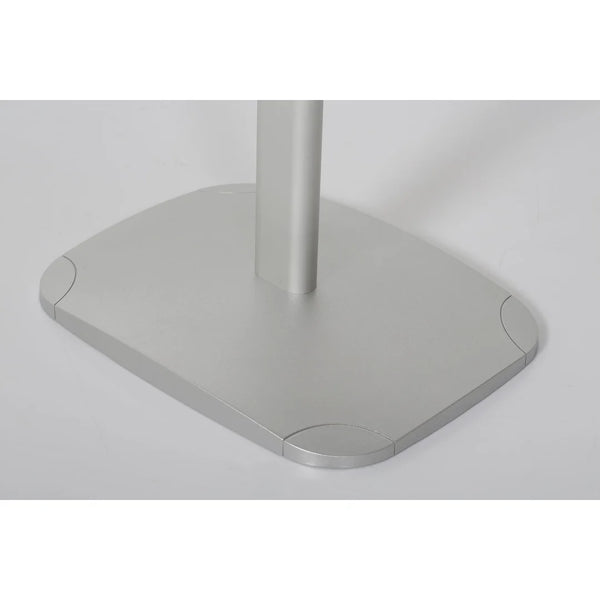 Présentoir incliné sur pied aluminium argent pour affichage A4 ou A3 en boutique